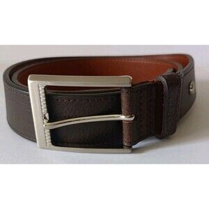 Boconi Mens Leather Dress Belt  Dark Brown Size 34 Stretch Panel Dad Classic